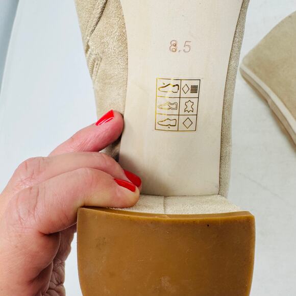 effrey Campbell Peace Out Square Toe Booties Size 8.5 Beige Suede Block Heel - Picture 10 of 15